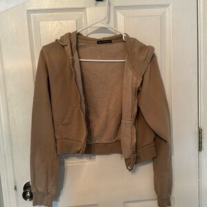 brandy melville cropped zip up, size small